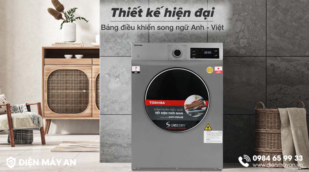 Máy Sấy Thông Hơi 7 Kg Toshiba TD-H80SEV(SK) - tổng quan thiết kế